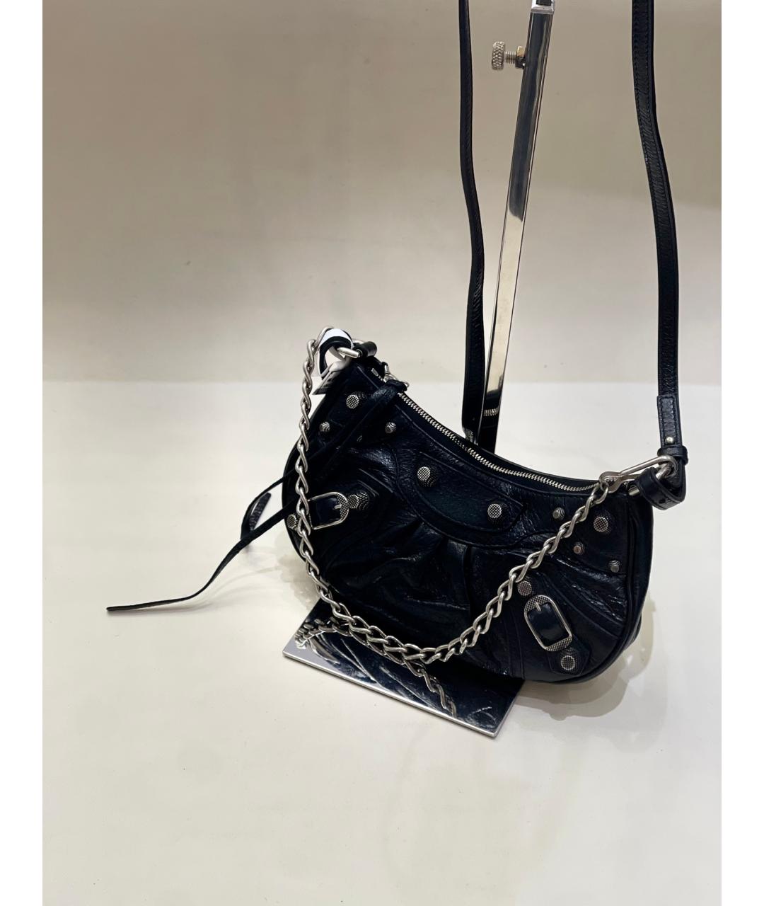 BALENCIAGA Черная кожаная сумка через плечо, фото 2