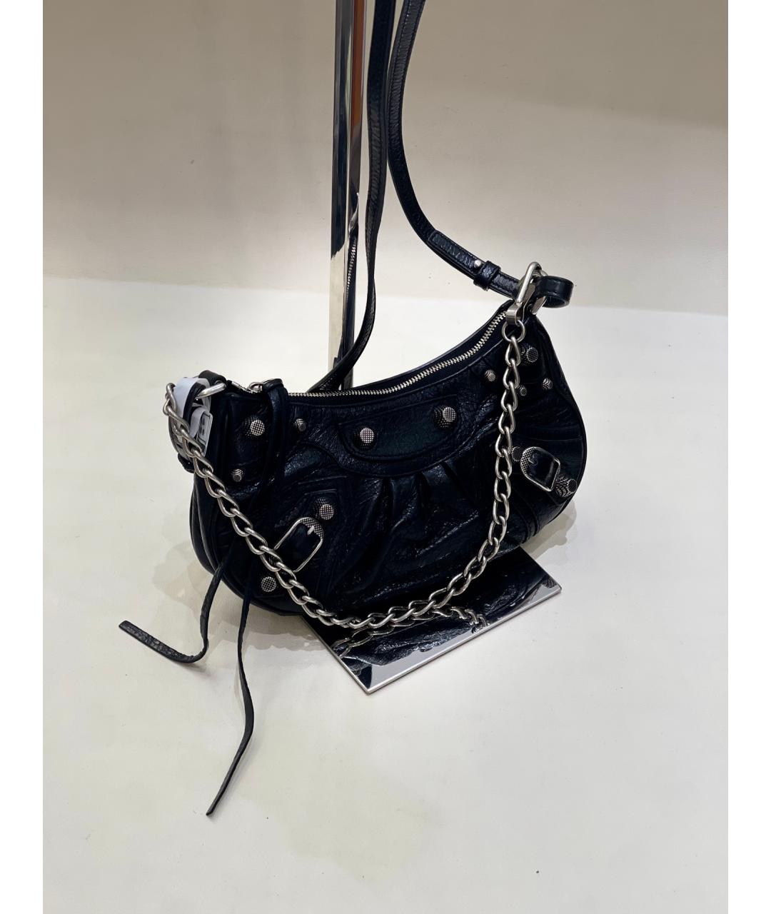 BALENCIAGA Черная кожаная сумка через плечо, фото 7