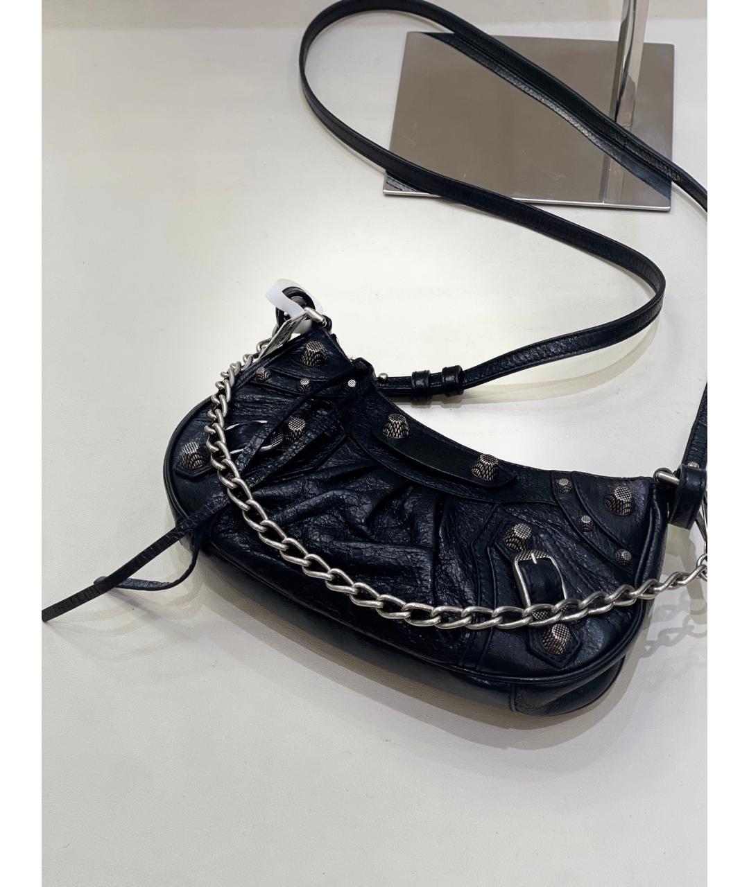 BALENCIAGA Черная кожаная сумка через плечо, фото 4