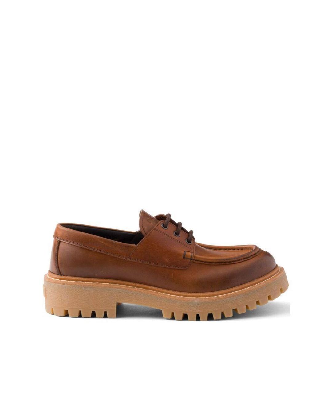 PRADA Горчичные кожаные лоферы, фото 1