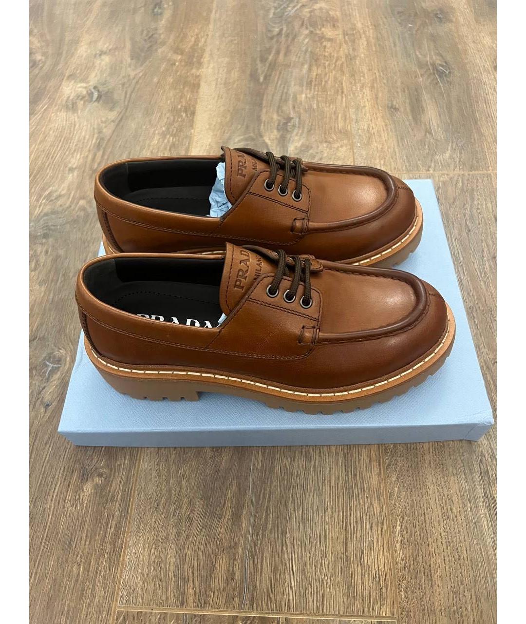 PRADA Горчичные кожаные лоферы, фото 5