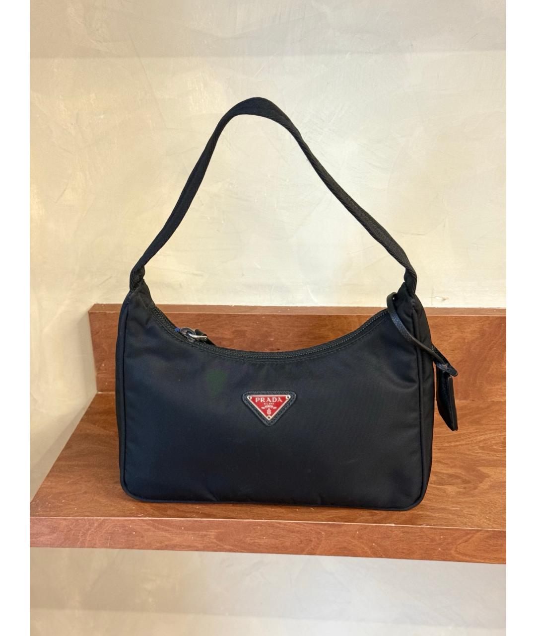 PRADA Черная синтетическая сумка с короткими ручками, фото 10