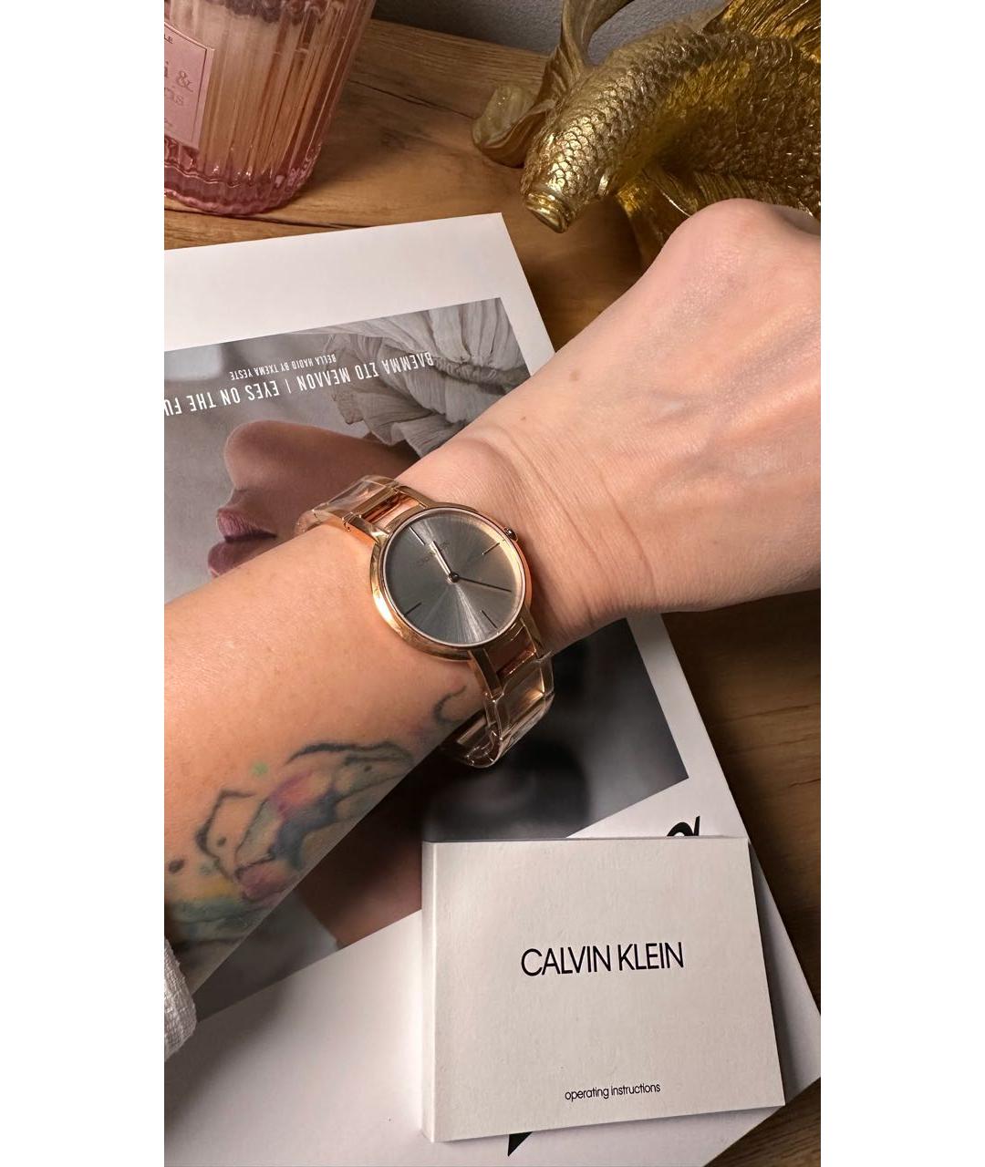 CALVIN KLEIN Золотые металлические часы, фото 6