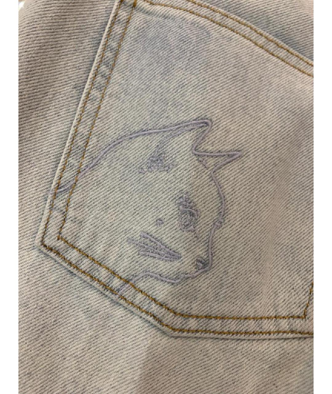 ULYANA SERGEENKO Голубые хлопковые прямые джинсы, фото 7