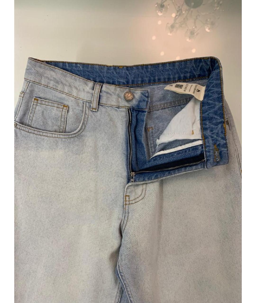 ULYANA SERGEENKO Голубые хлопковые прямые джинсы, фото 4