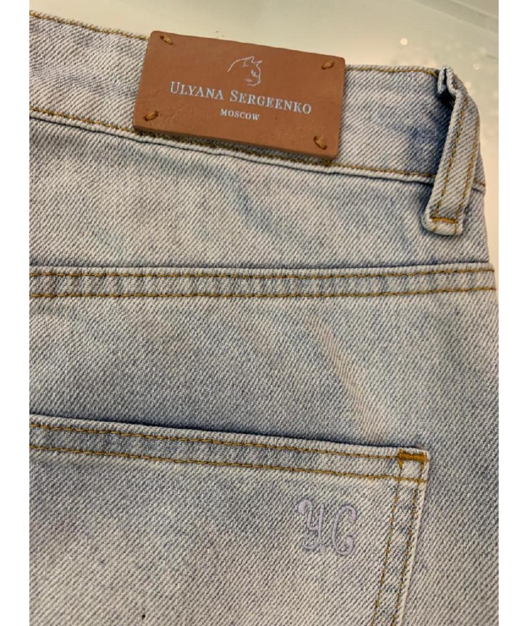 ULYANA SERGEENKO Голубые хлопковые прямые джинсы, фото 6