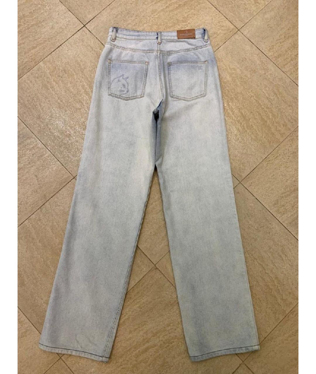 ULYANA SERGEENKO Голубые хлопковые прямые джинсы, фото 2