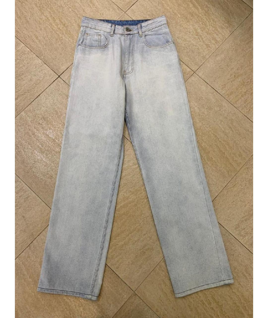 ULYANA SERGEENKO Голубые хлопковые прямые джинсы, фото 9