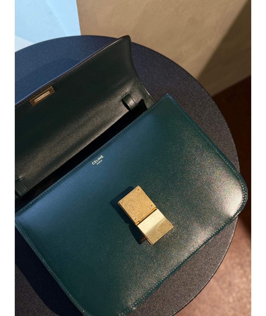 CELINE Зеленая кожаная сумка через плечо, фото 8