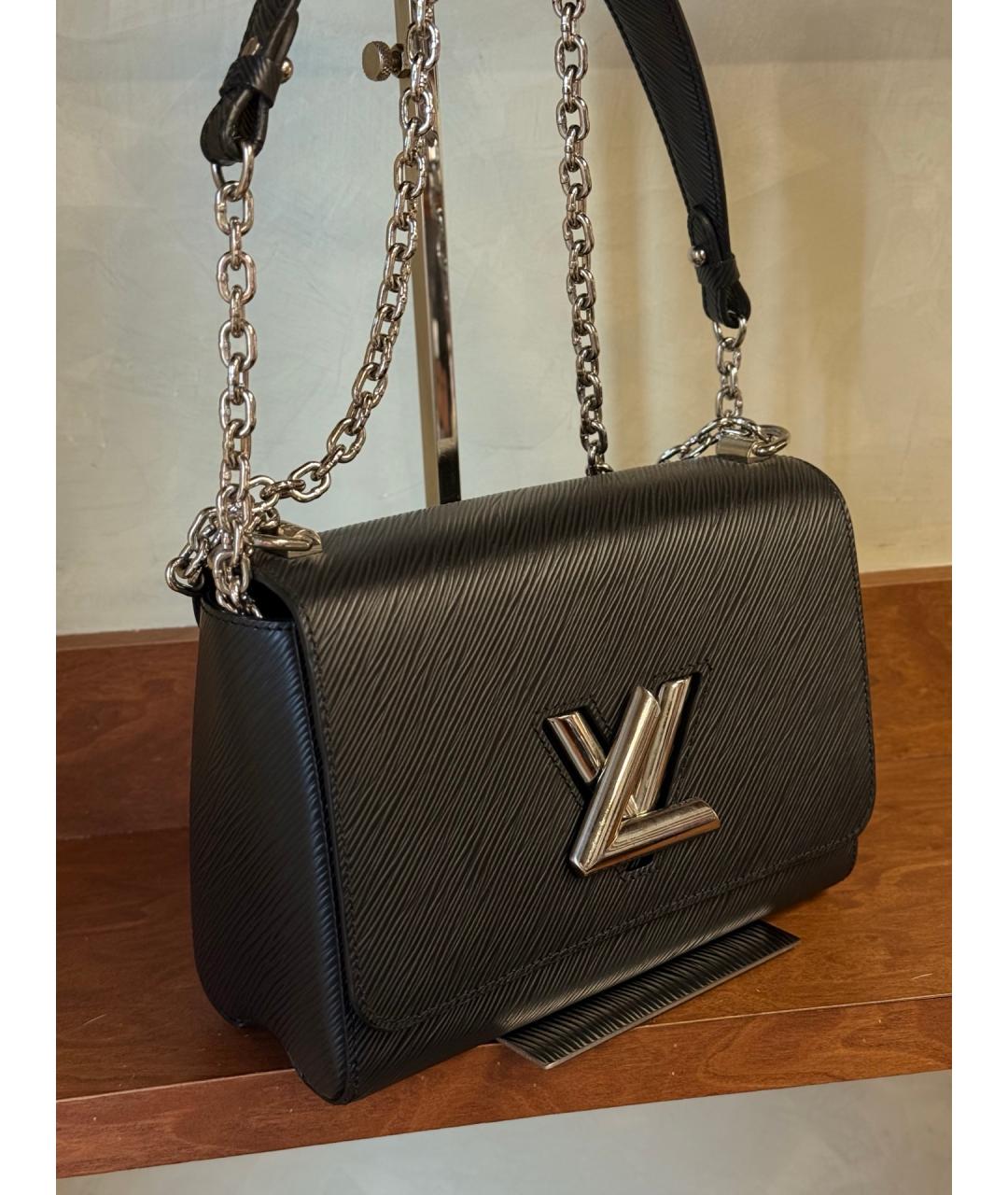 LOUIS VUITTON Черная кожаная сумка через плечо, фото 6