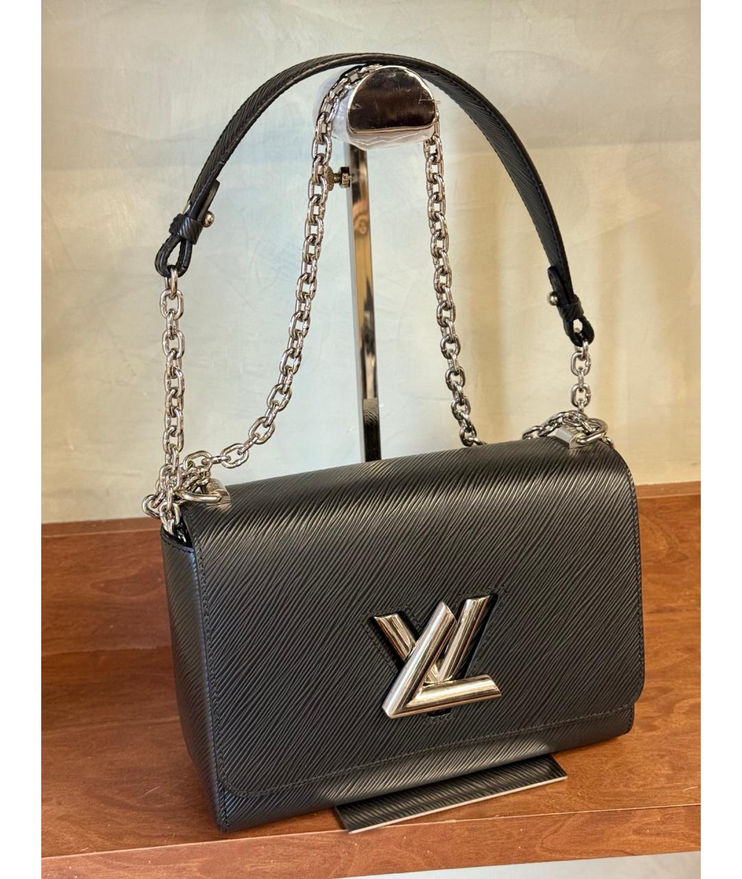 LOUIS VUITTON Черная кожаная сумка через плечо, фото 4