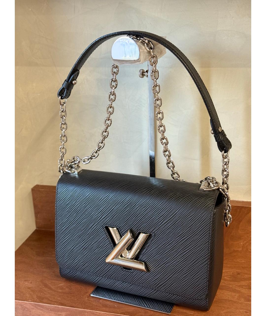 LOUIS VUITTON Черная кожаная сумка через плечо, фото 2