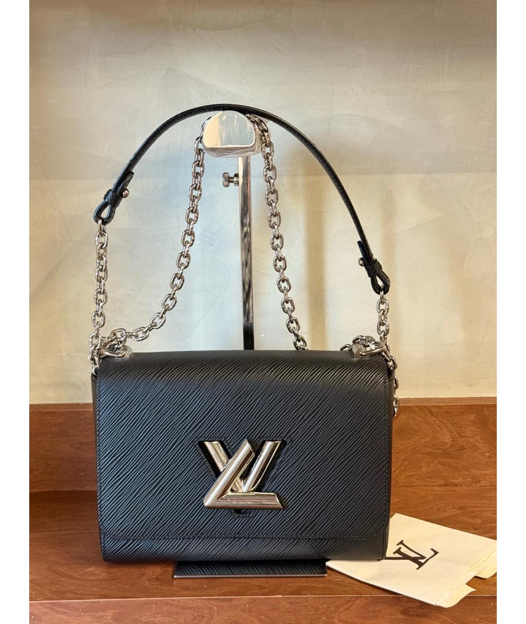 LOUIS VUITTON Черная кожаная сумка через плечо, фото 9