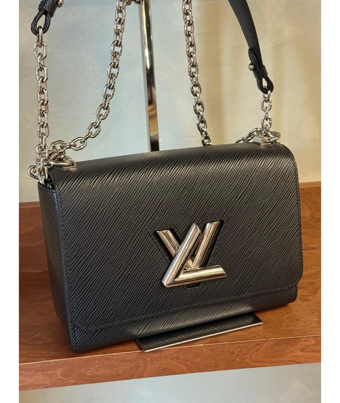 LOUIS VUITTON Черная кожаная сумка через плечо, фото 5