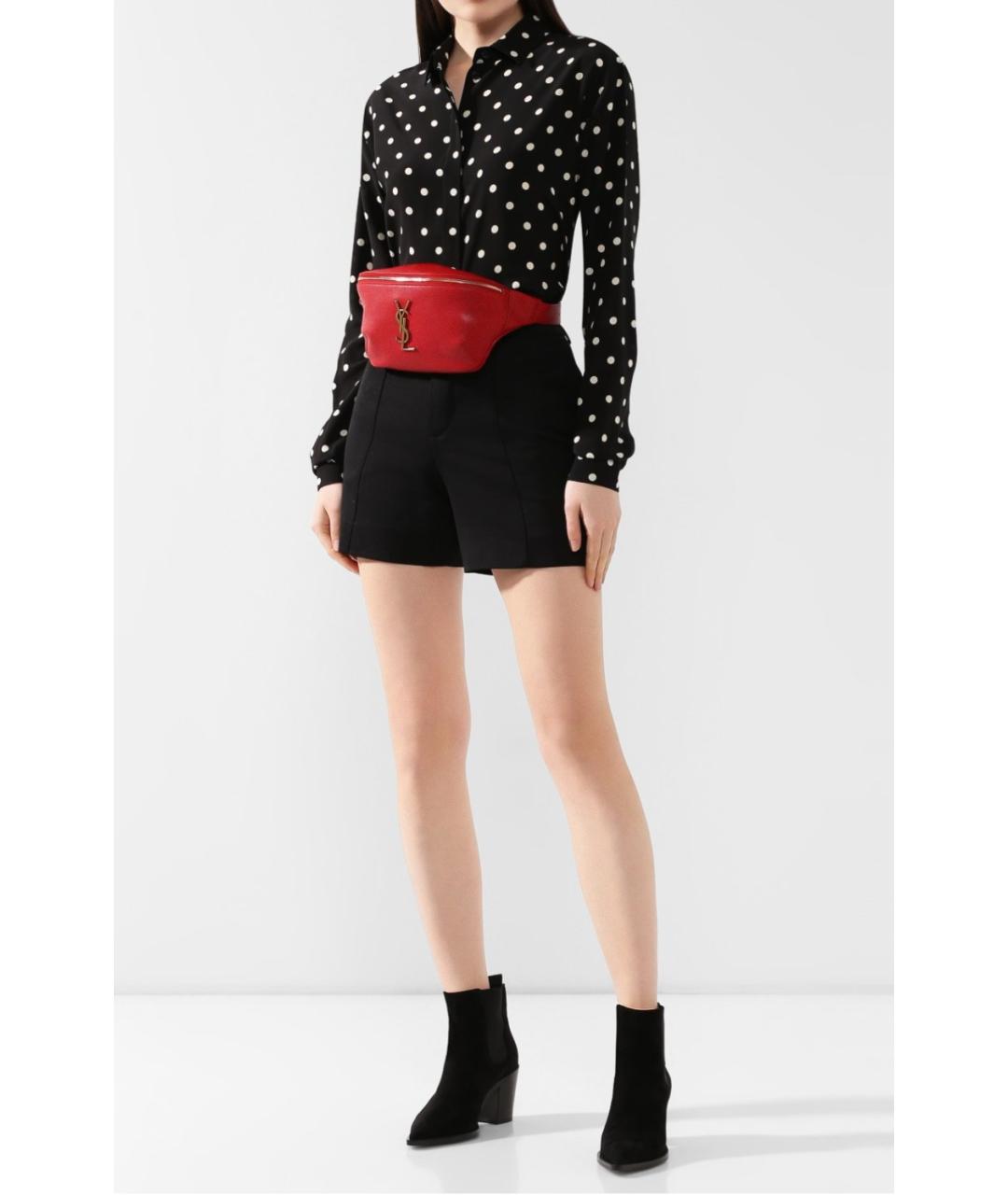 SAINT LAURENT Красная кожаная поясная сумка, фото 3