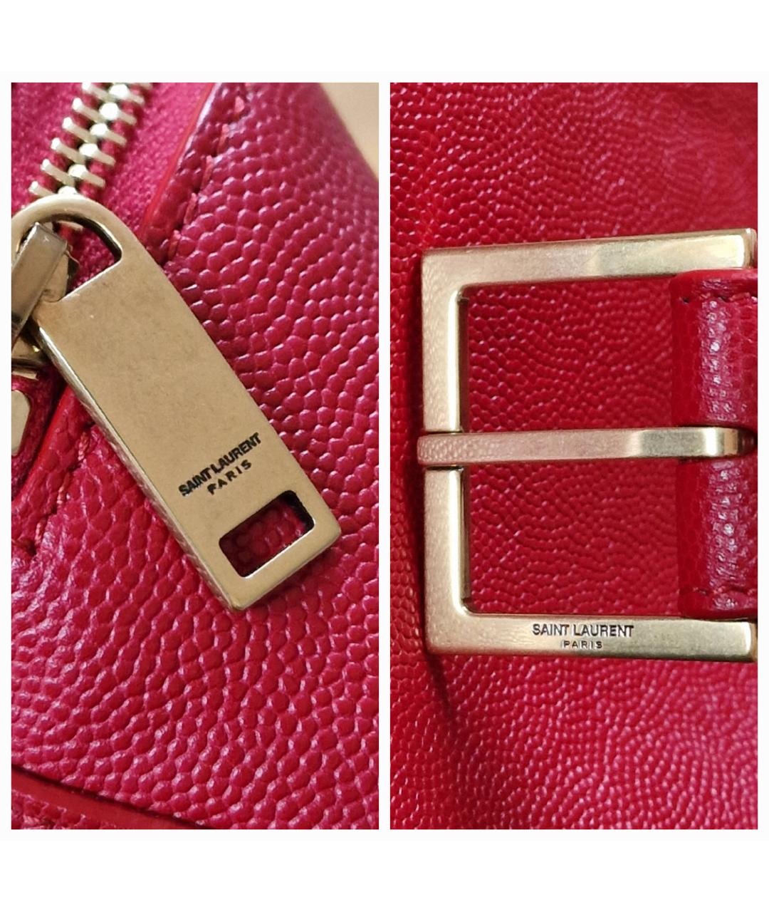 SAINT LAURENT Красная кожаная поясная сумка, фото 5