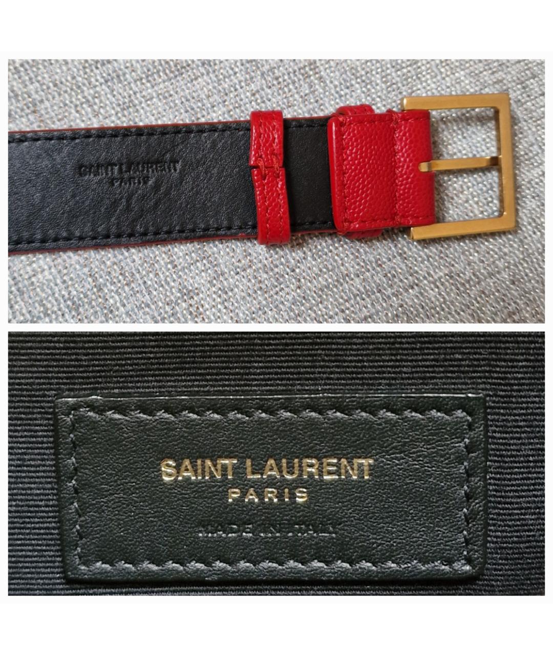SAINT LAURENT Красная кожаная поясная сумка, фото 6