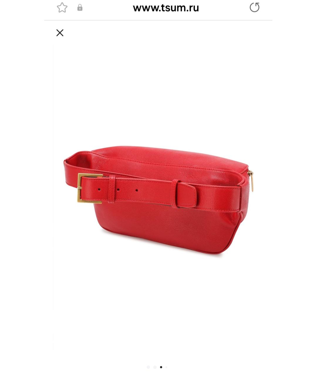 SAINT LAURENT Красная кожаная поясная сумка, фото 7