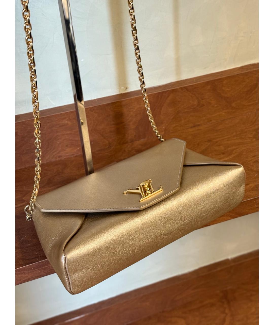 LOUIS VUITTON Золотая кожаная сумка через плечо, фото 5