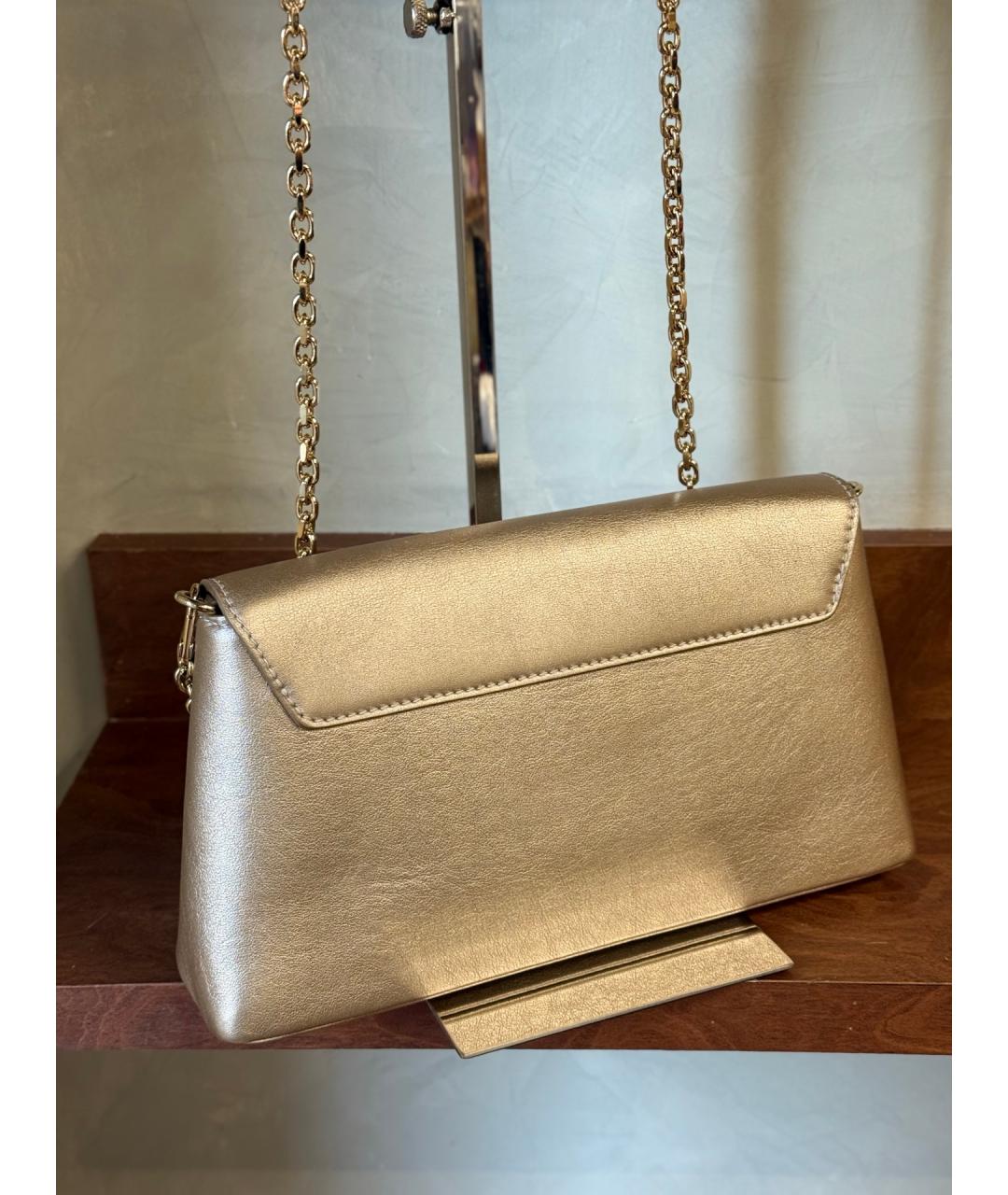 LOUIS VUITTON Золотая кожаная сумка через плечо, фото 7