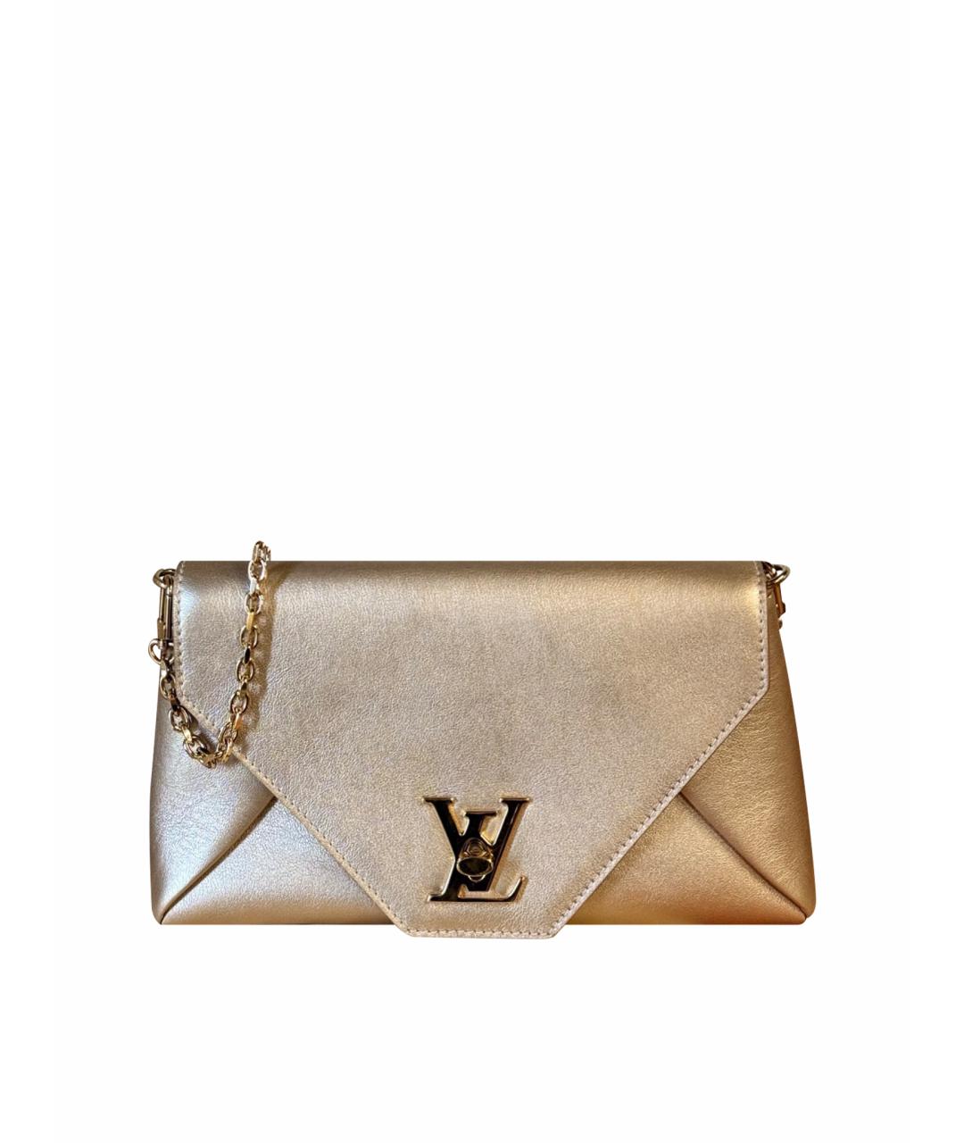 LOUIS VUITTON Золотая кожаная сумка через плечо, фото 10