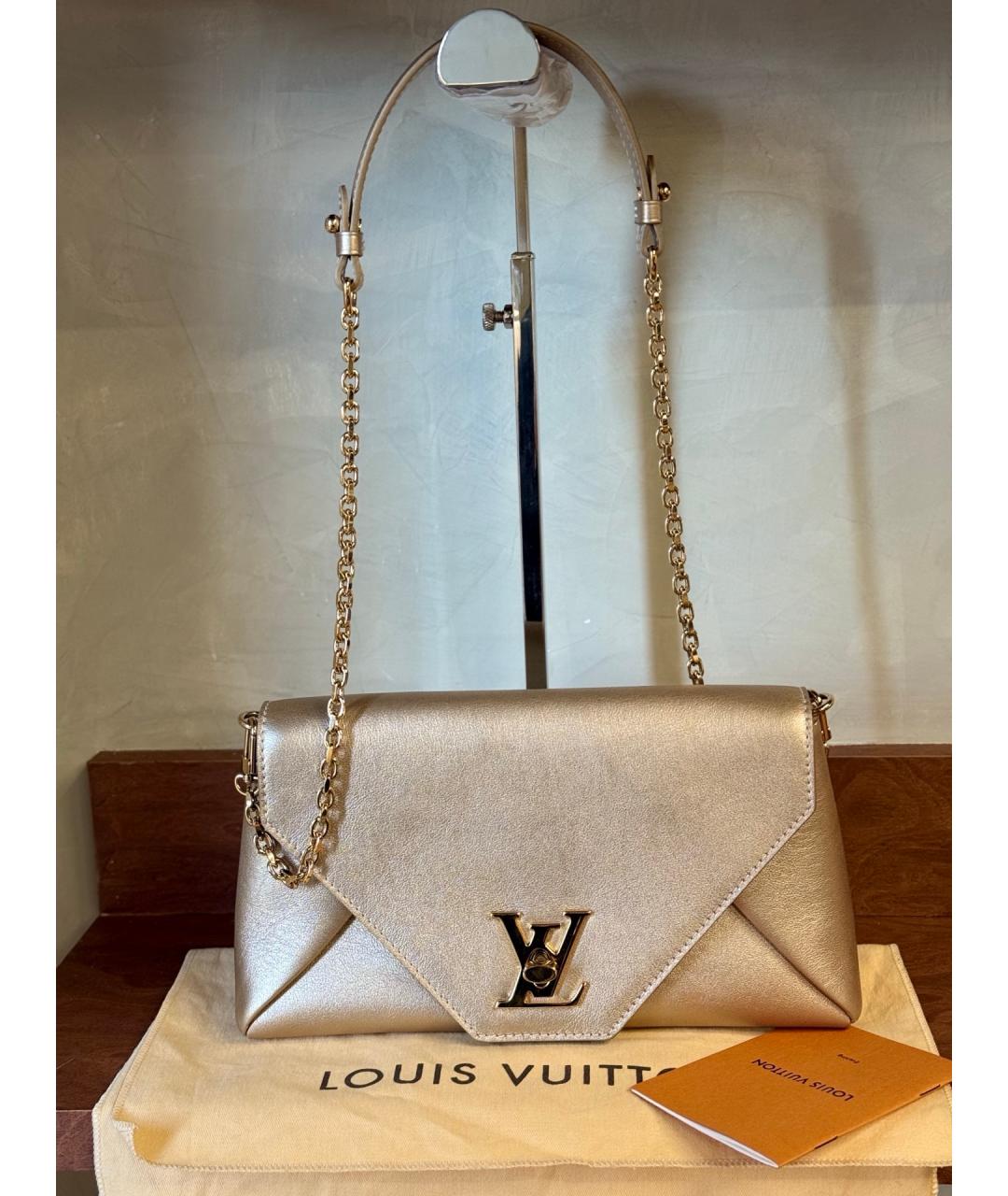 LOUIS VUITTON Золотая кожаная сумка через плечо, фото 9