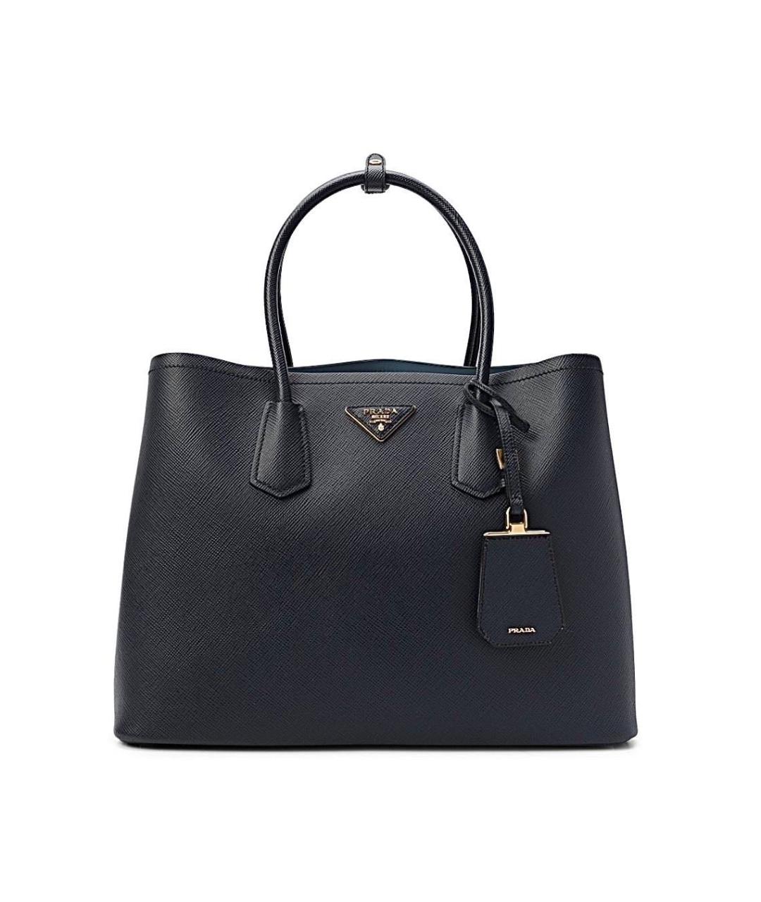 PRADA Темно-синяя кожаная сумка с короткими ручками, фото 1