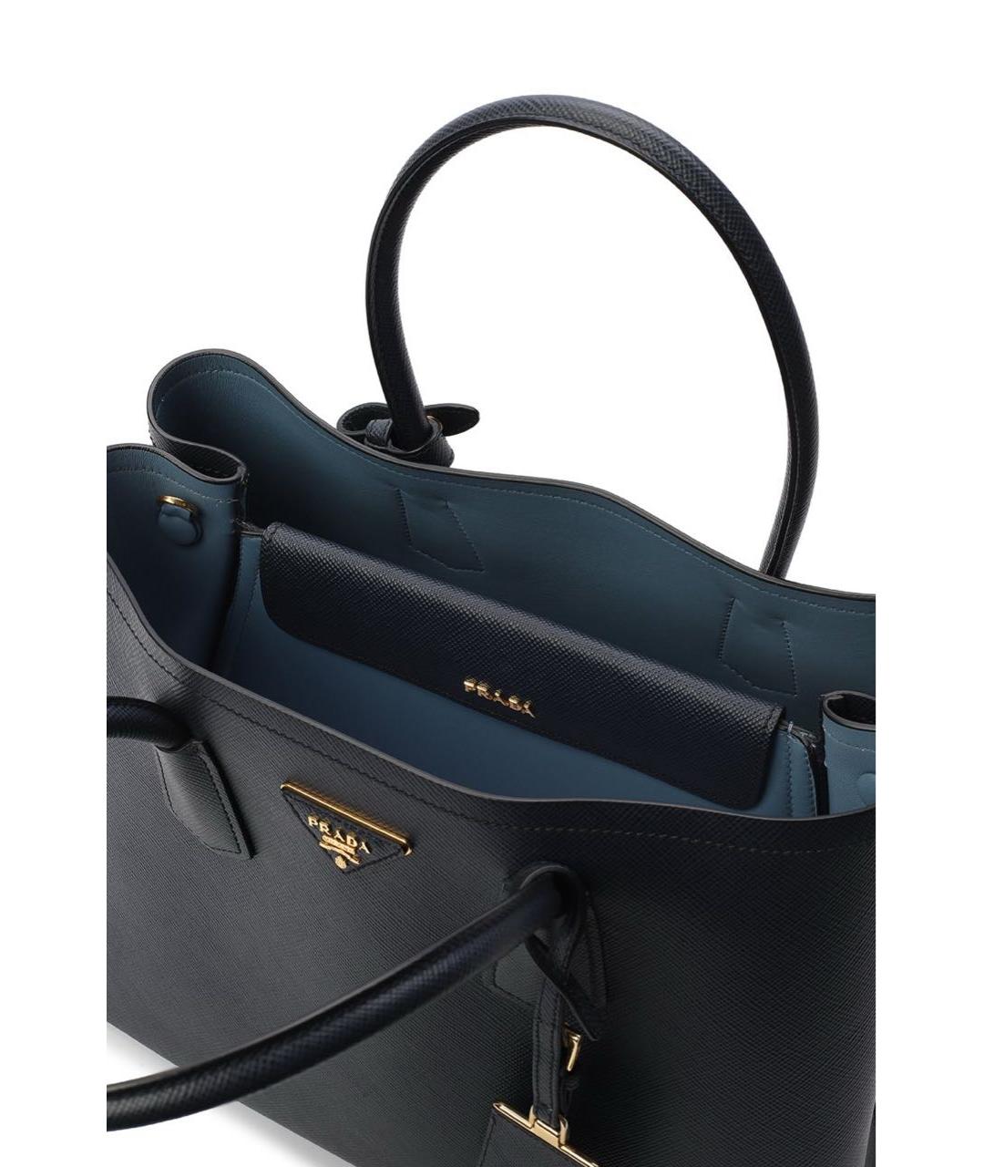 PRADA Темно-синяя кожаная сумка с короткими ручками, фото 4