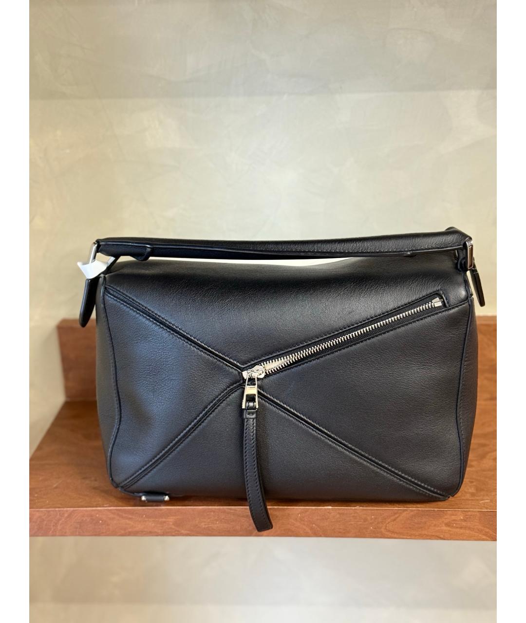 LOEWE Черная кожаная сумка с короткими ручками, фото 5