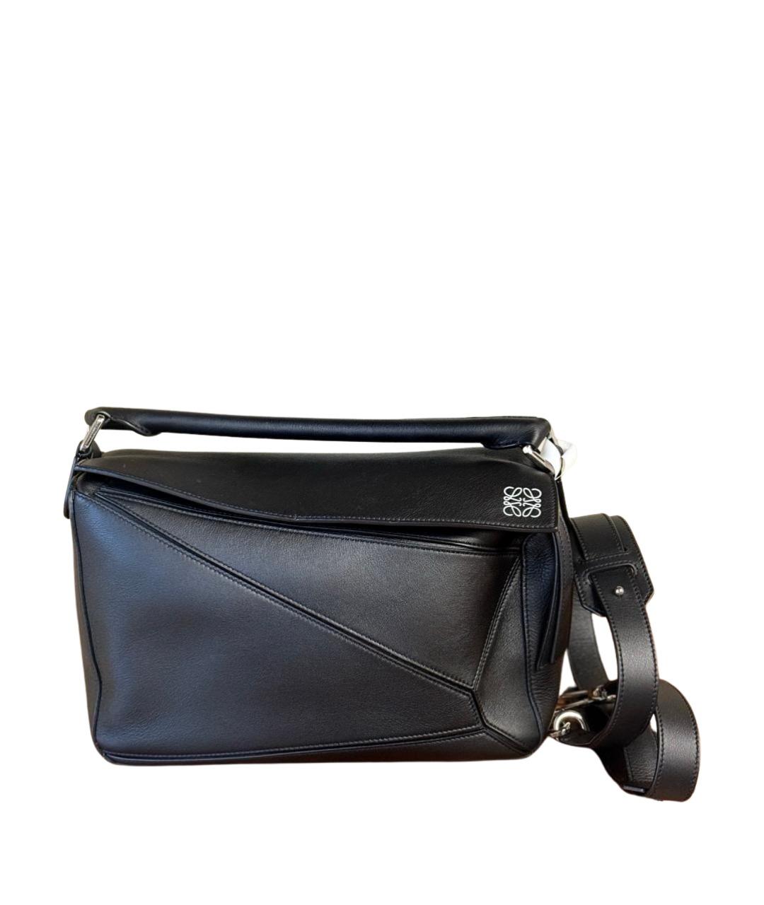 LOEWE Черная кожаная сумка с короткими ручками, фото 1