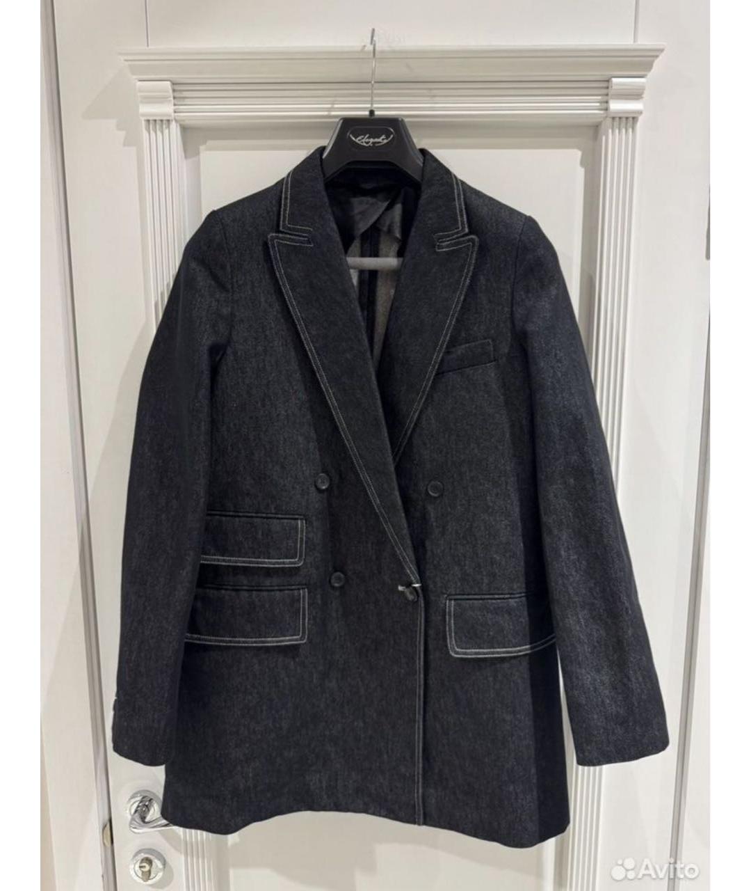 MAX MARA Антрацитовый хлопковый жакет/пиджак, фото 2