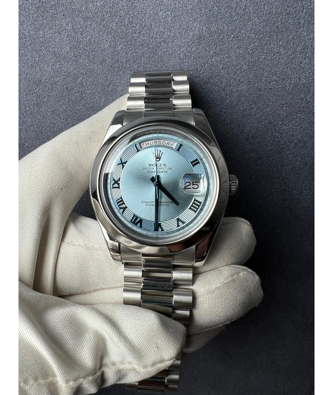 ROLEX Голубые платиновые часы, фото 2