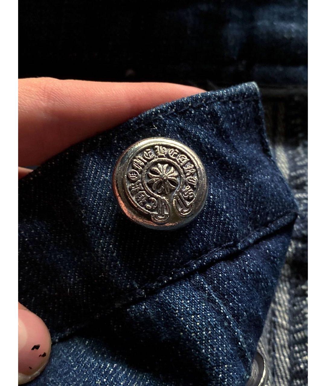 CHROME HEARTS Темно-синие хлопковые прямые джинсы, фото 6