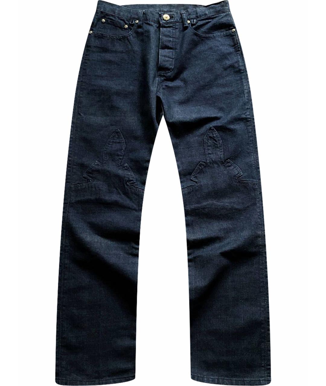 CHROME HEARTS Темно-синие хлопковые прямые джинсы, фото 1