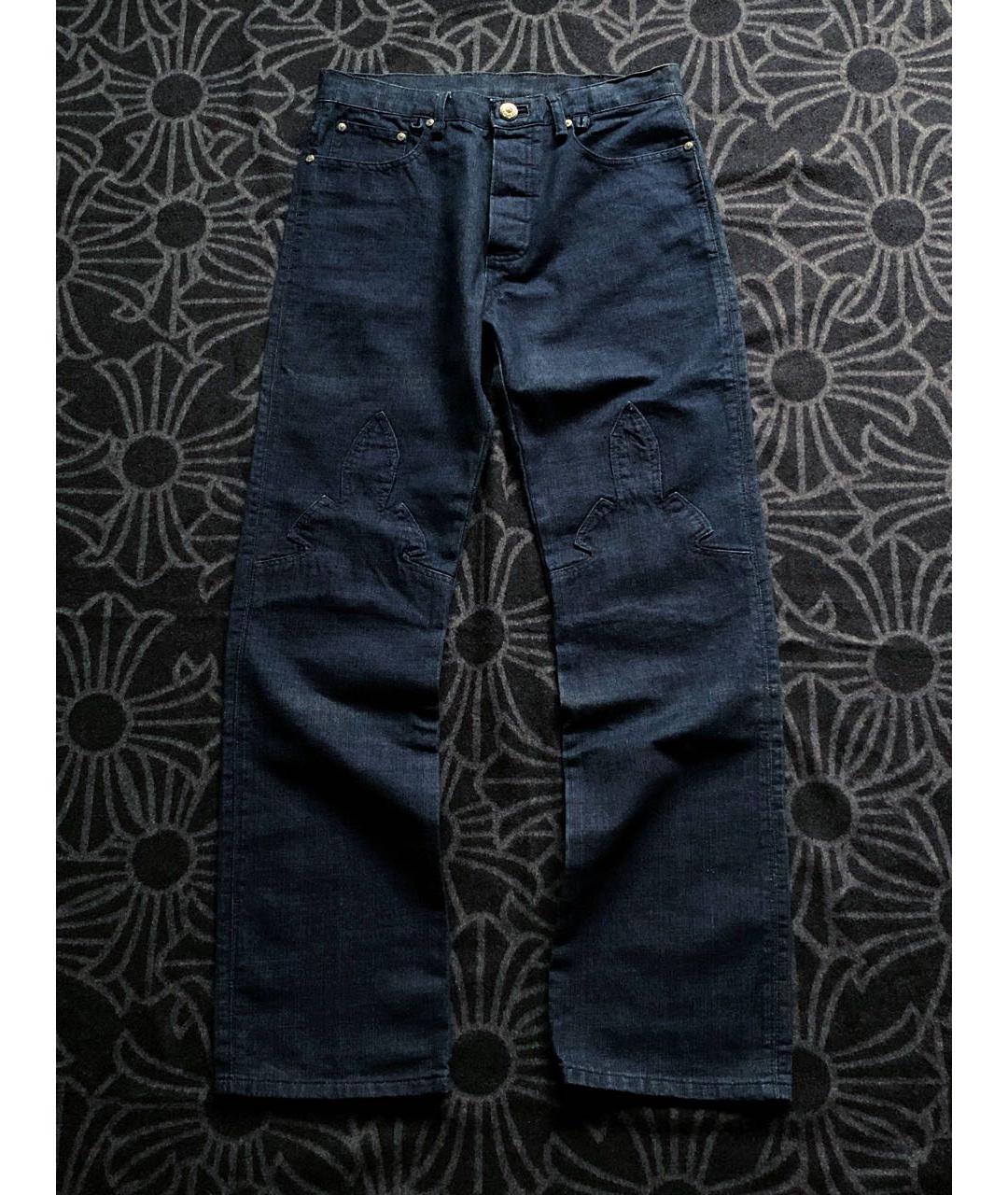 CHROME HEARTS Темно-синие хлопковые прямые джинсы, фото 8