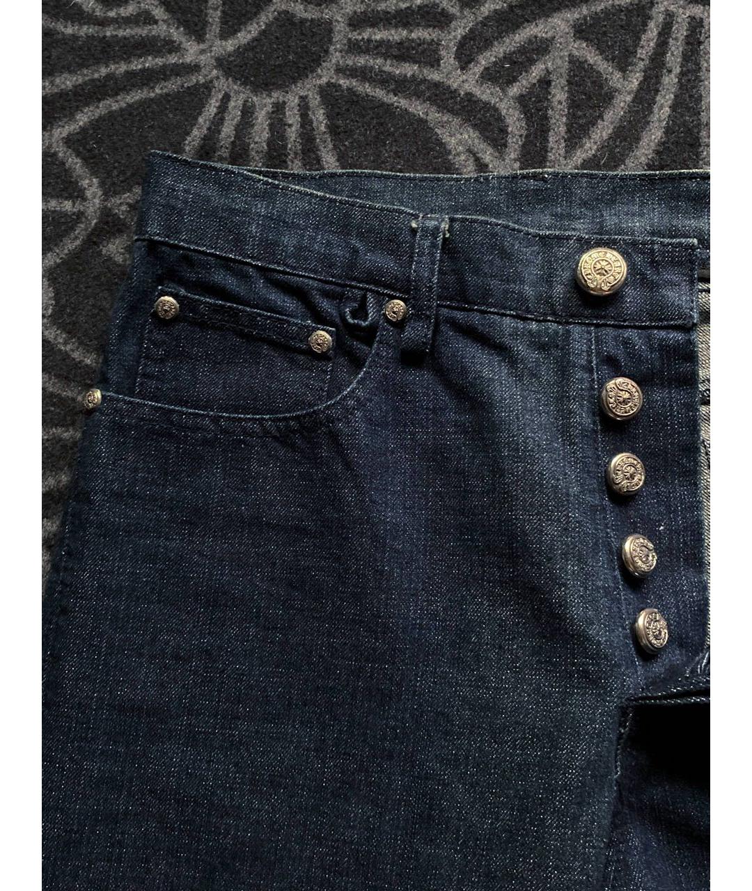 CHROME HEARTS Темно-синие хлопковые прямые джинсы, фото 3
