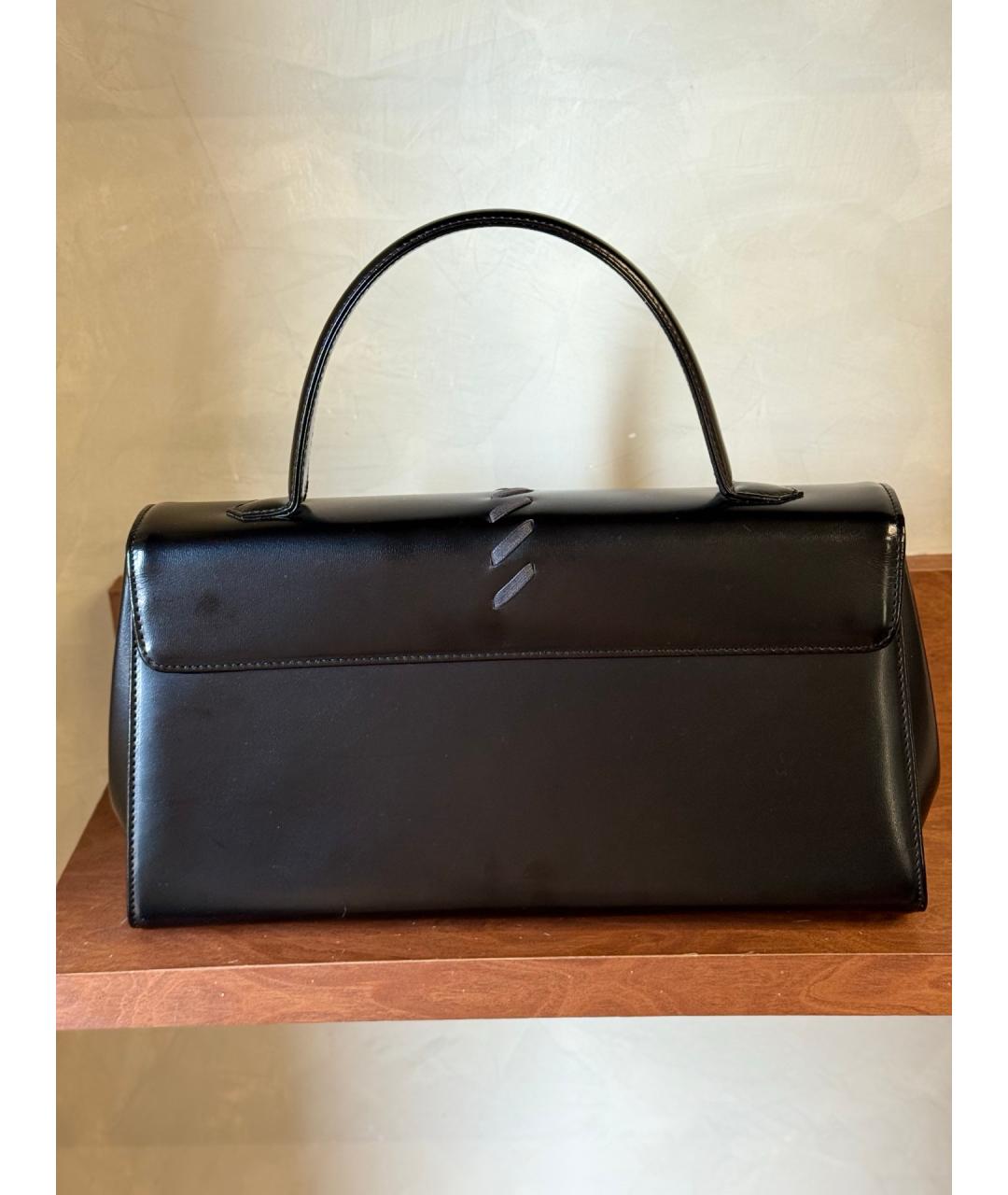 YVES SAINT LAURENT VINTAGE Черная кожаная сумка с короткими ручками, фото 5