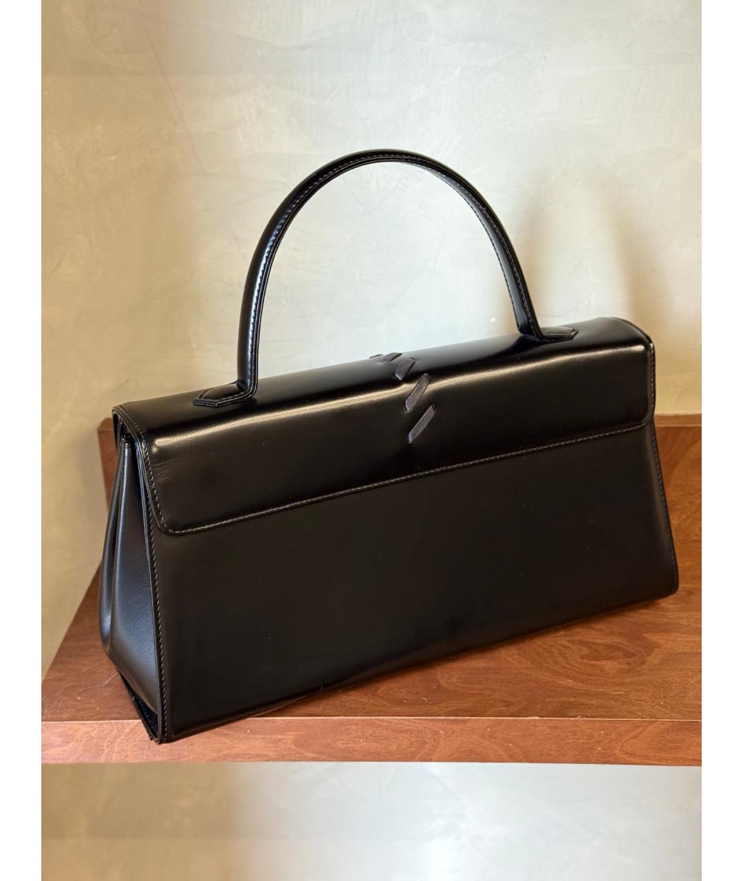 YVES SAINT LAURENT VINTAGE Черная кожаная сумка с короткими ручками, фото 7