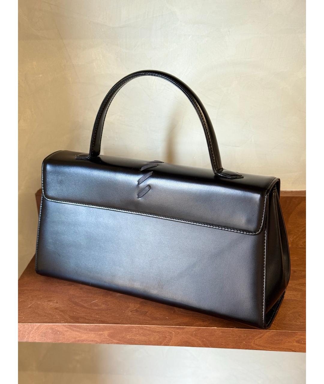 YVES SAINT LAURENT VINTAGE Черная кожаная сумка с короткими ручками, фото 6