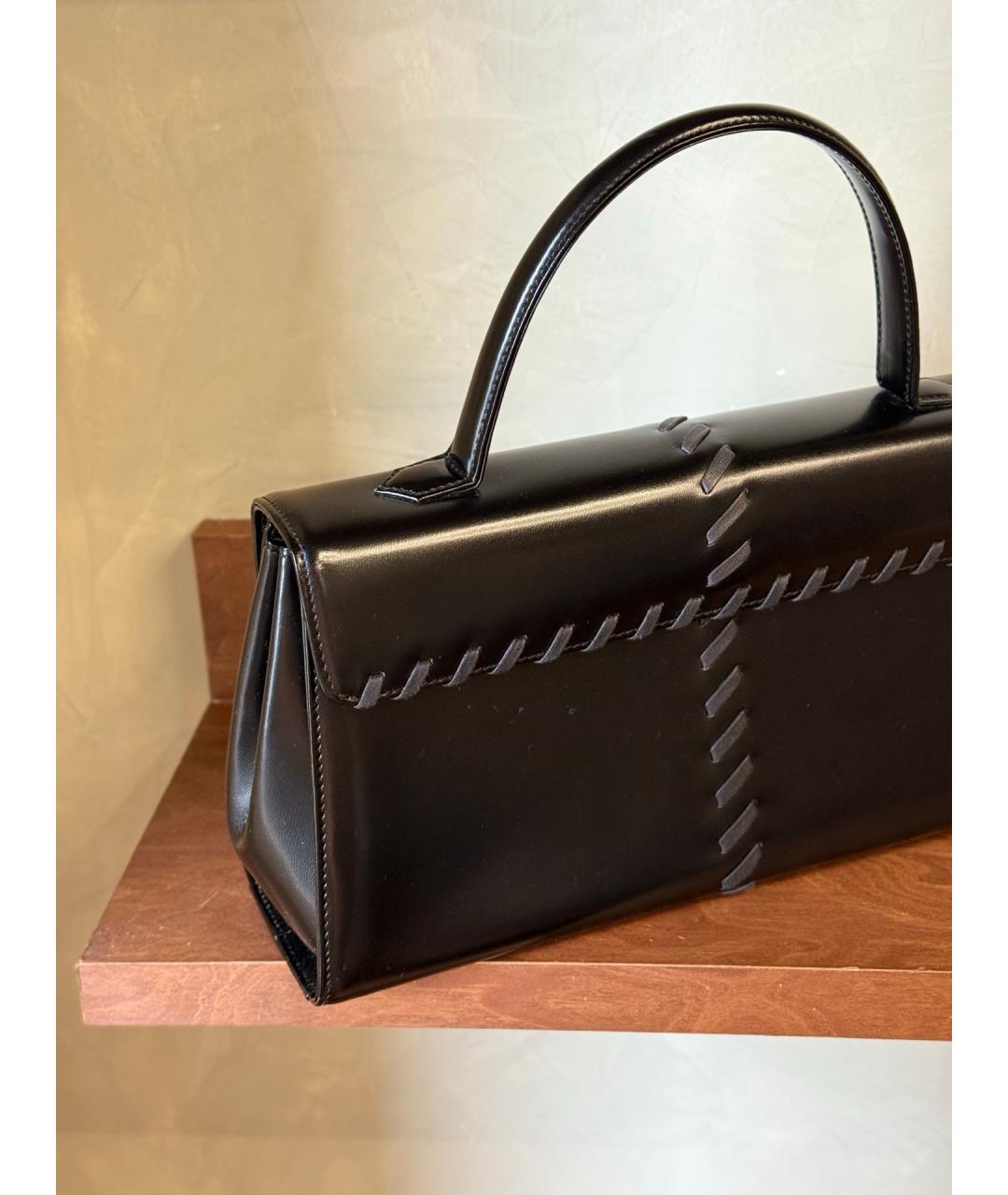 YVES SAINT LAURENT VINTAGE Черная кожаная сумка с короткими ручками, фото 4