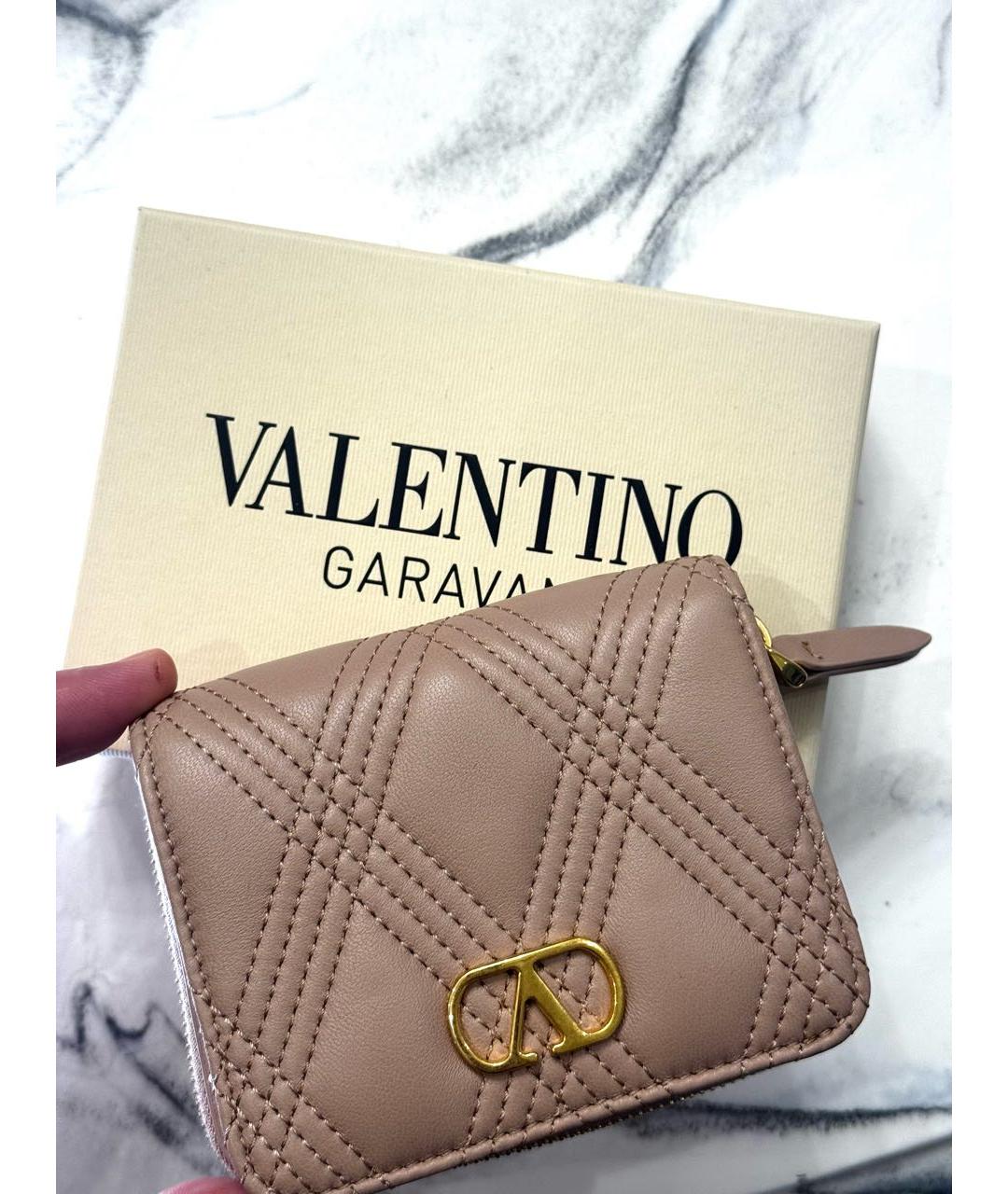 VALENTINO Розовый кожаный кошелек, фото 6