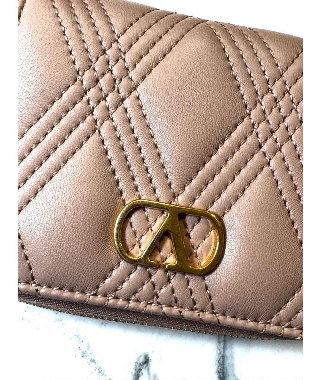 VALENTINO Розовый кожаный кошелек, фото 7