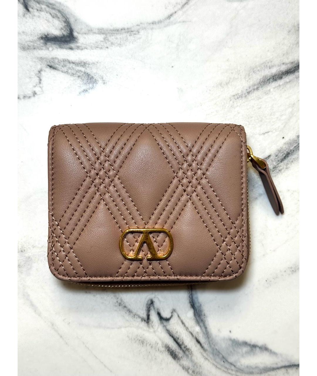 VALENTINO Розовый кожаный кошелек, фото 2