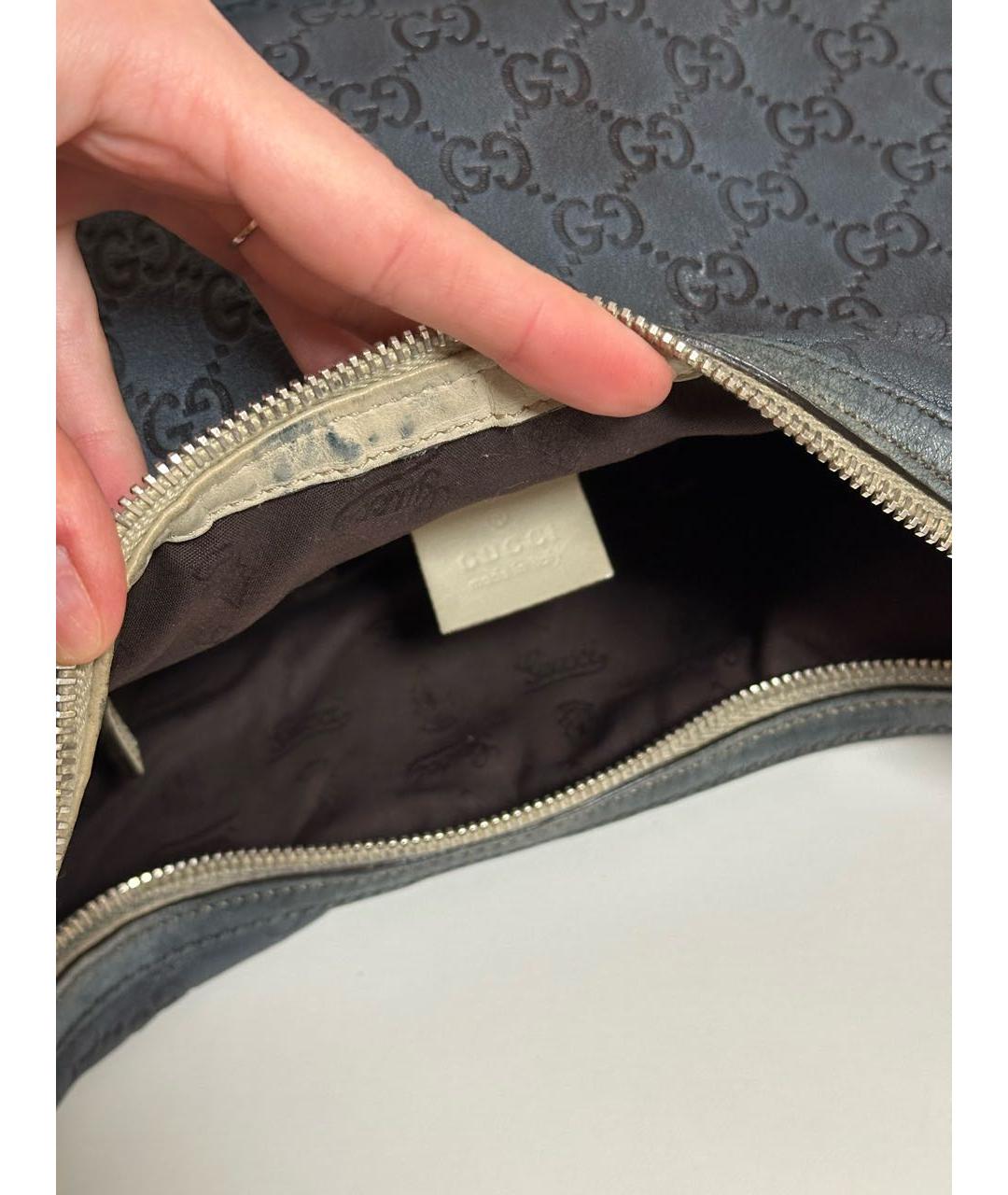 GUCCI Темно-синяя кожаная сумка через плечо, фото 4