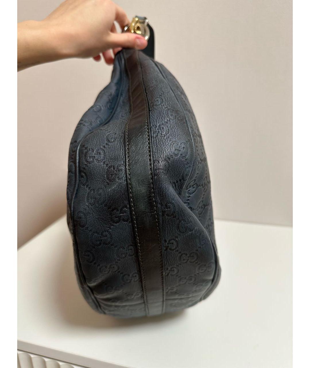 GUCCI Темно-синяя кожаная сумка через плечо, фото 3