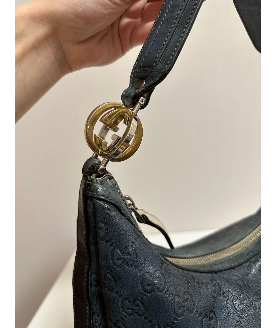 GUCCI Темно-синяя кожаная сумка через плечо, фото 8