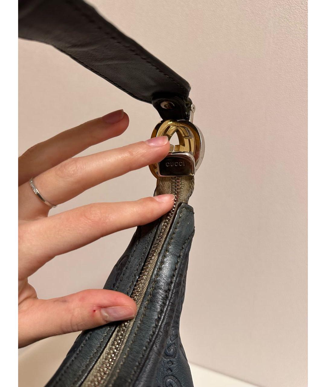 GUCCI Темно-синяя кожаная сумка через плечо, фото 7