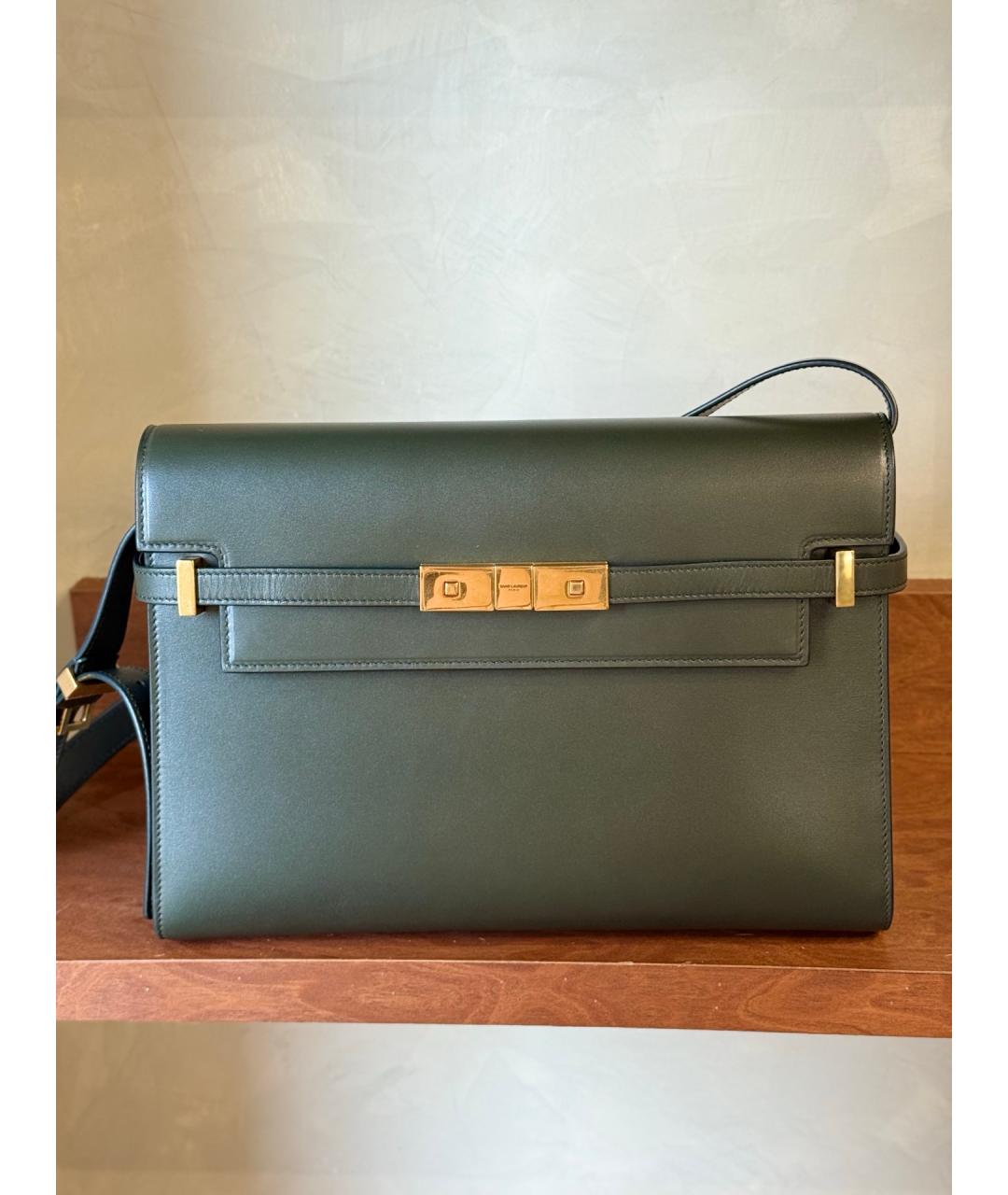 SAINT LAURENT Зеленая кожаная сумка через плечо, фото 10