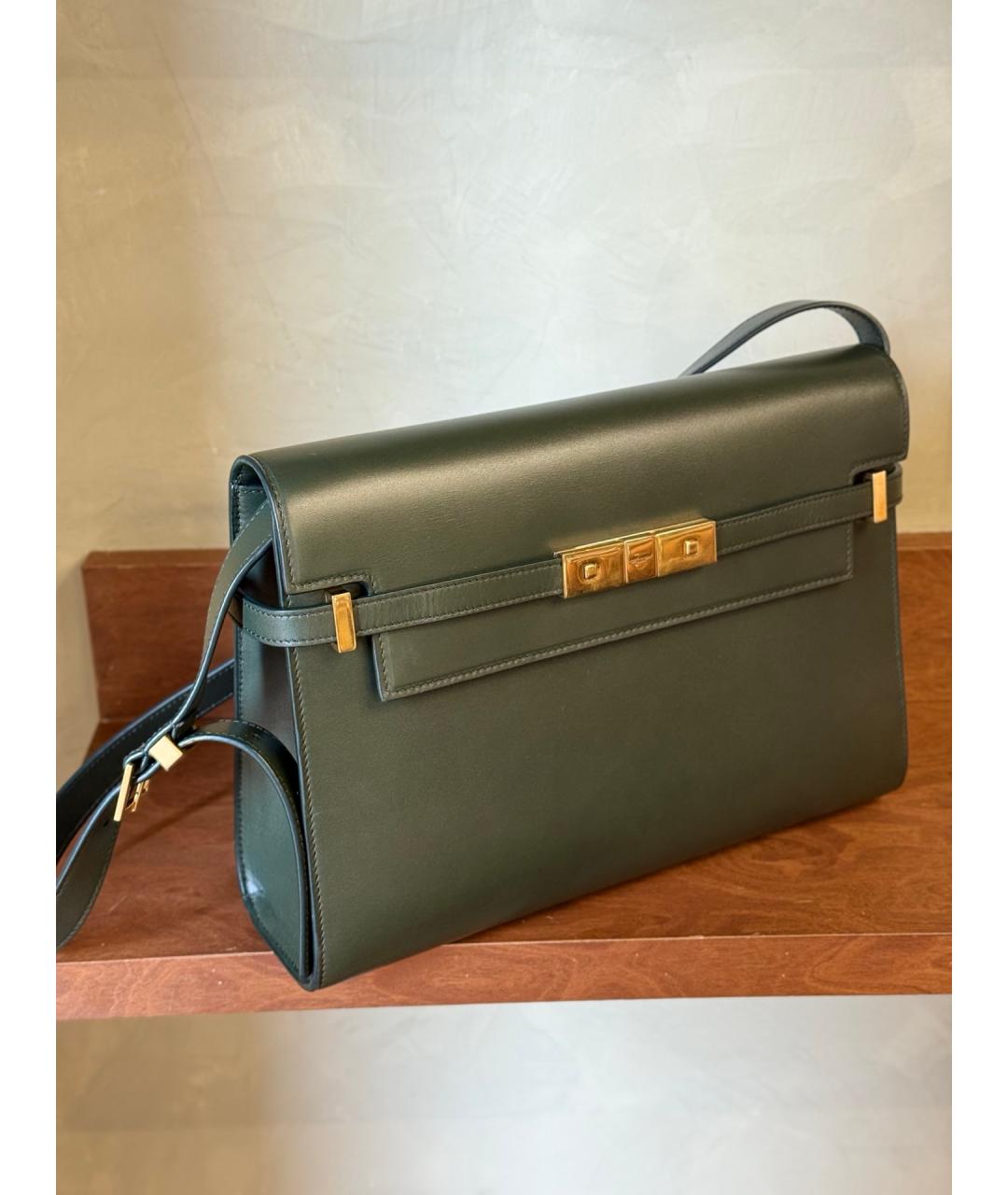 SAINT LAURENT Зеленая кожаная сумка через плечо, фото 4