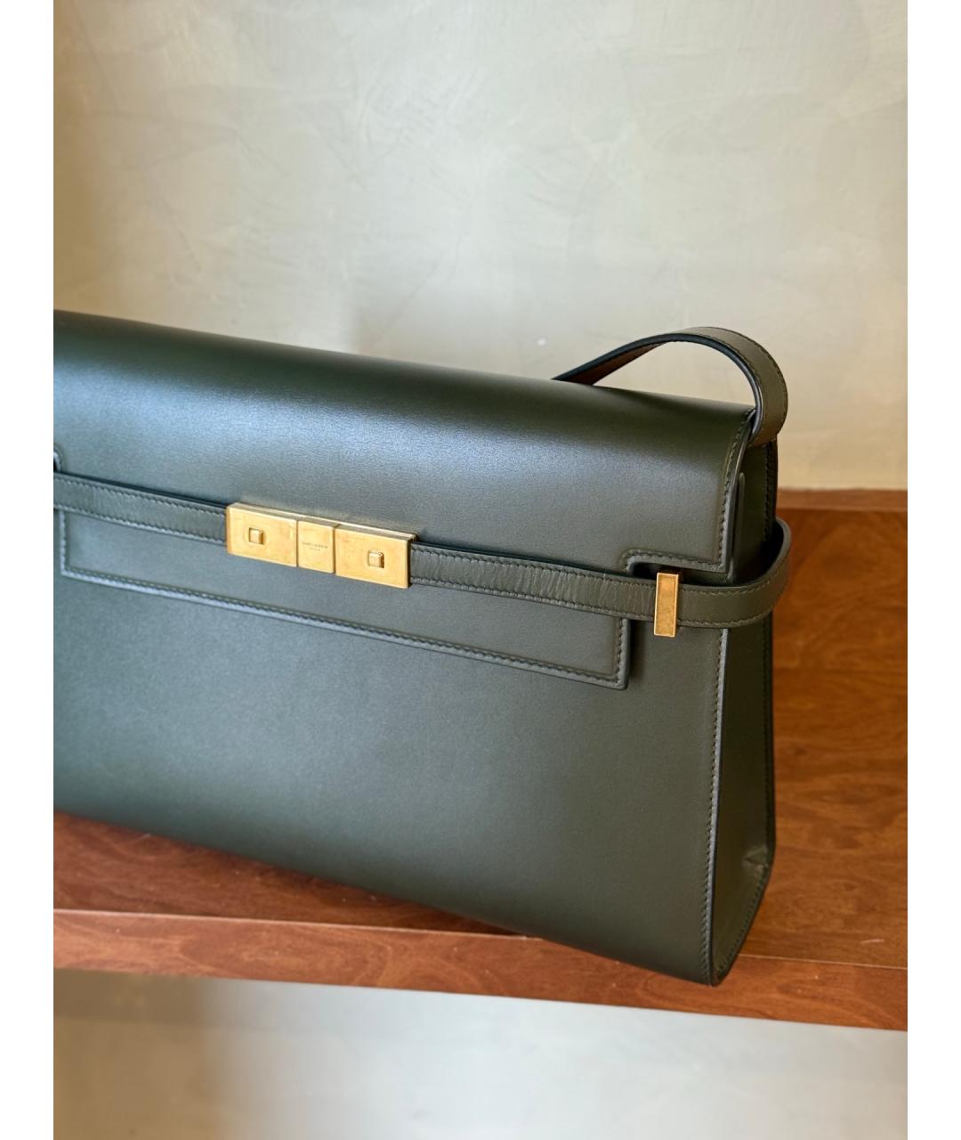 SAINT LAURENT Зеленая кожаная сумка через плечо, фото 2